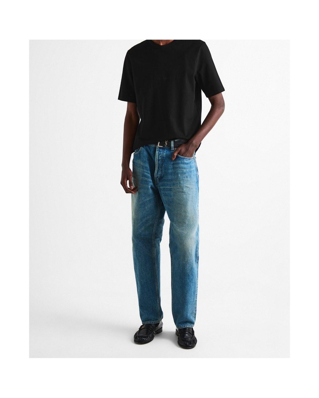 Saint Laurent Black Logo Crew Neck T-Shirt for men