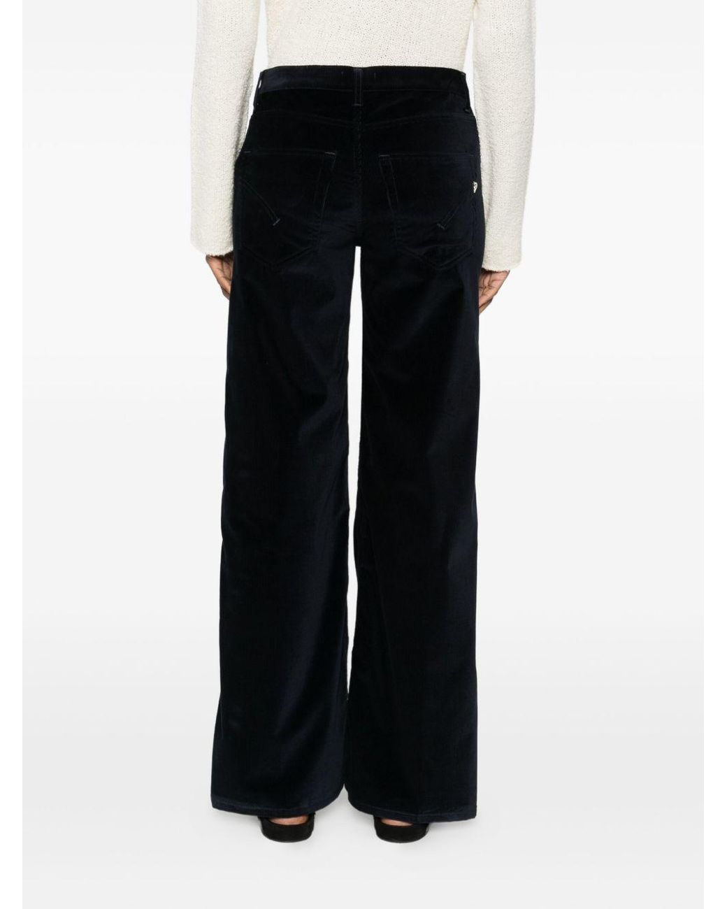 Dondup Black Jacklyn Wide-Leg Corduroy Pants