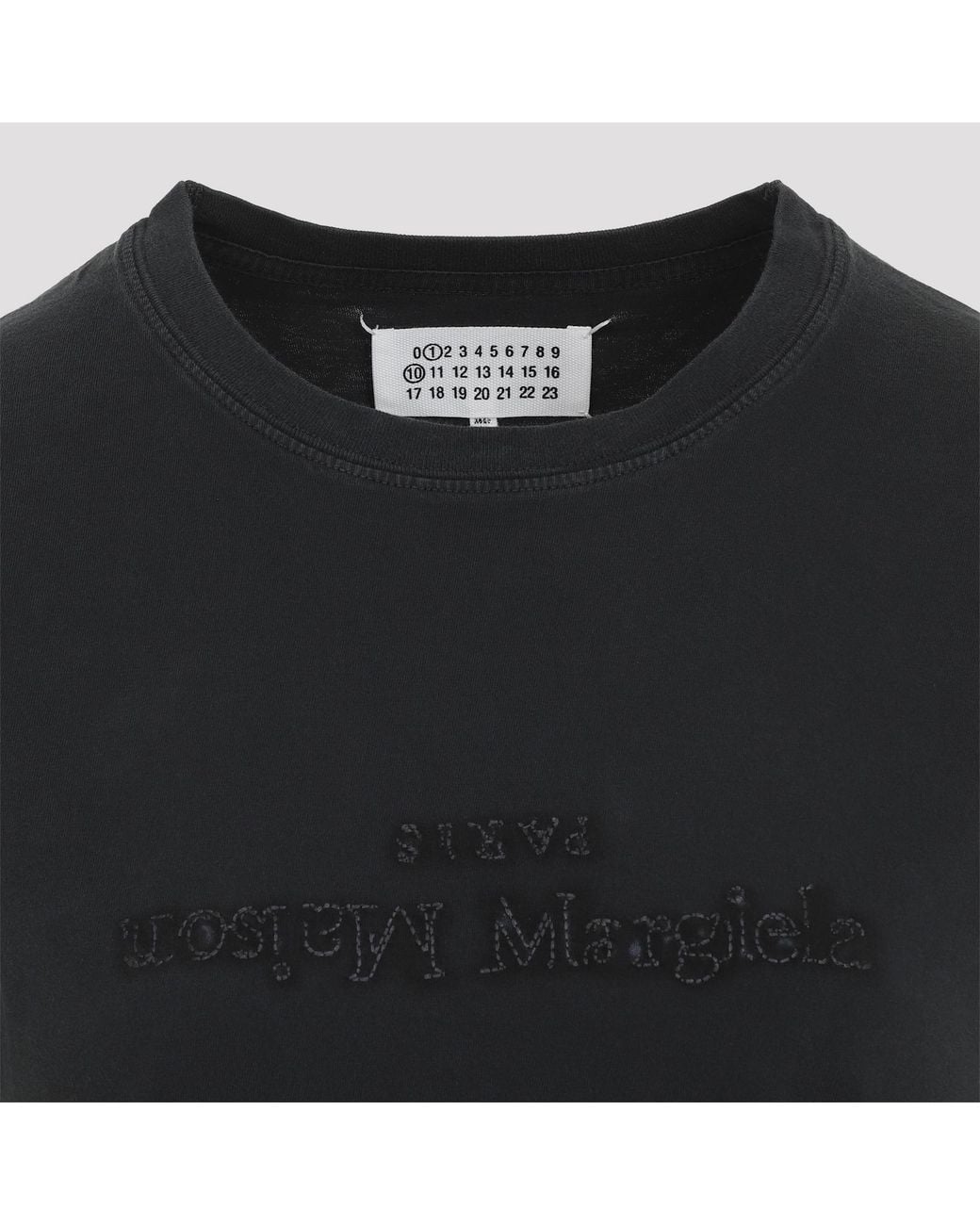 Maison Margiela Black Logo-Embroidered Crewneck T-Shirt