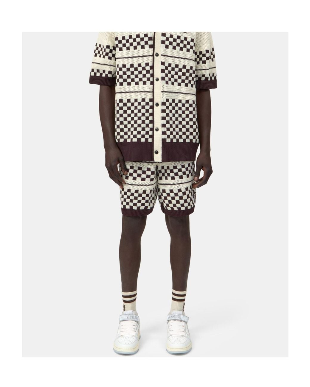 Amiri White Checkered Mesh Shorts for men