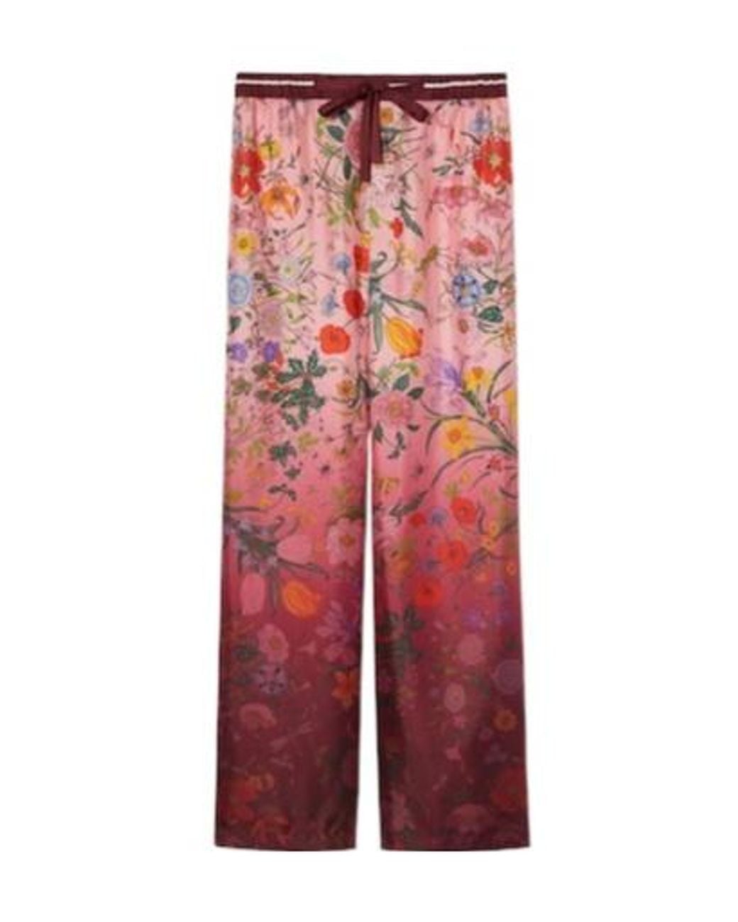 Gucci Red Floral Detailed Gradient Drawstring Pants