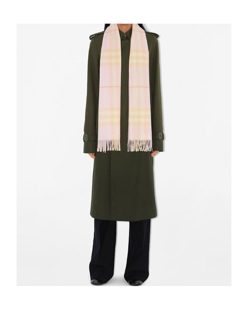 Burberry White Checked Fringed-Edge Scarf for men