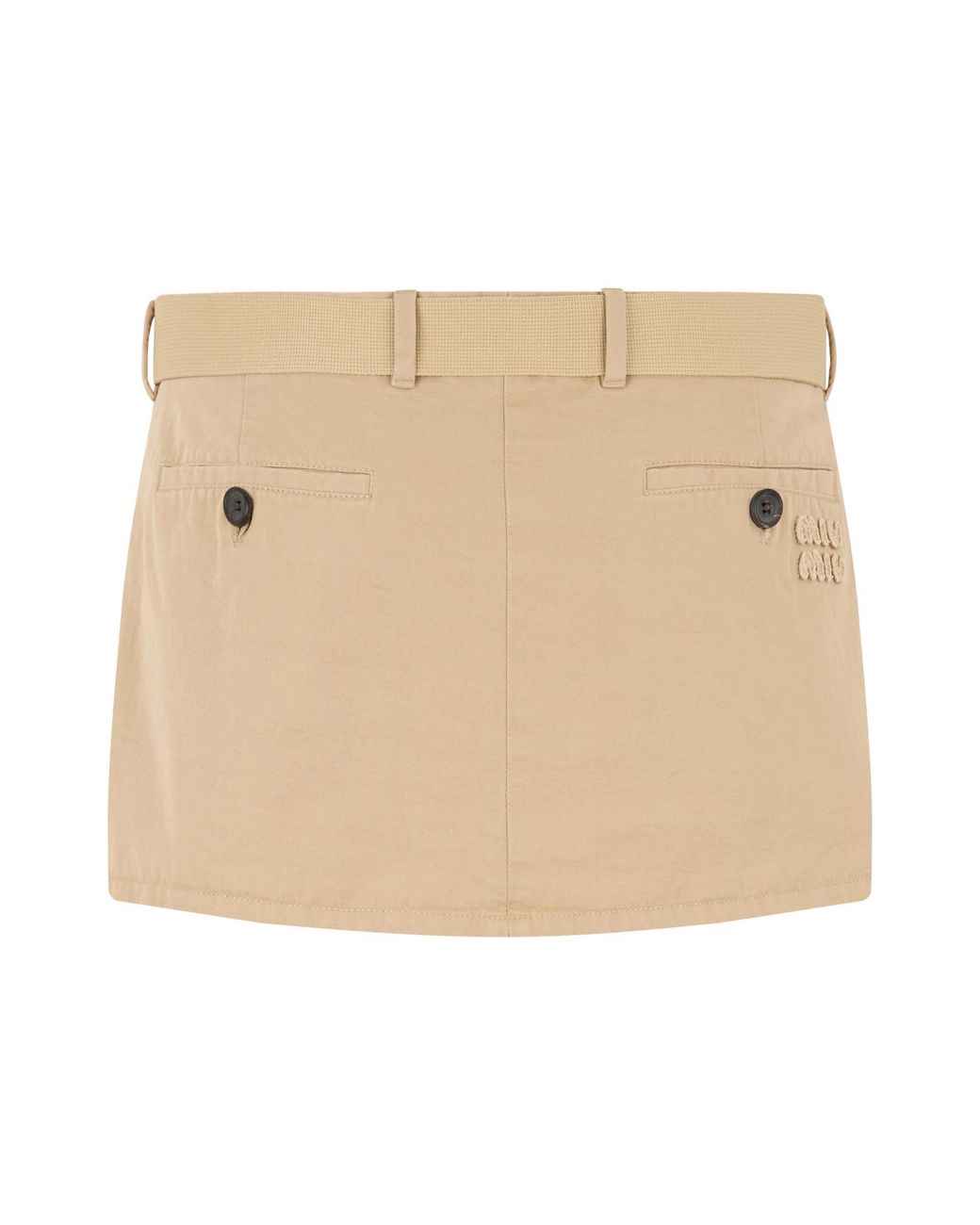 Miu Miu Natural Cotton Belted Mini Skirt