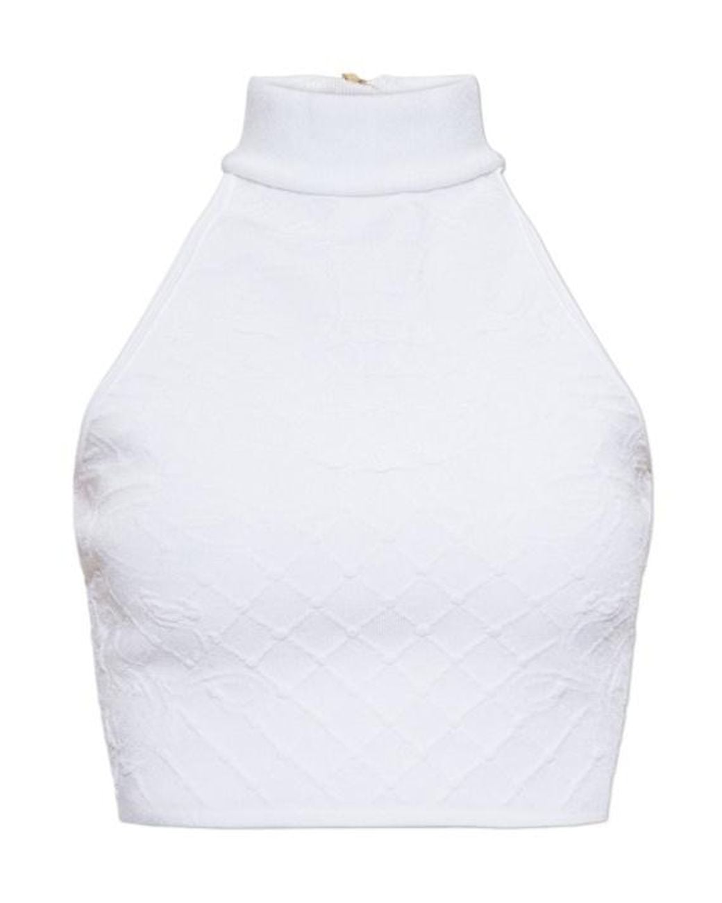 Balmain White Rear Zipped Turtleneck Top