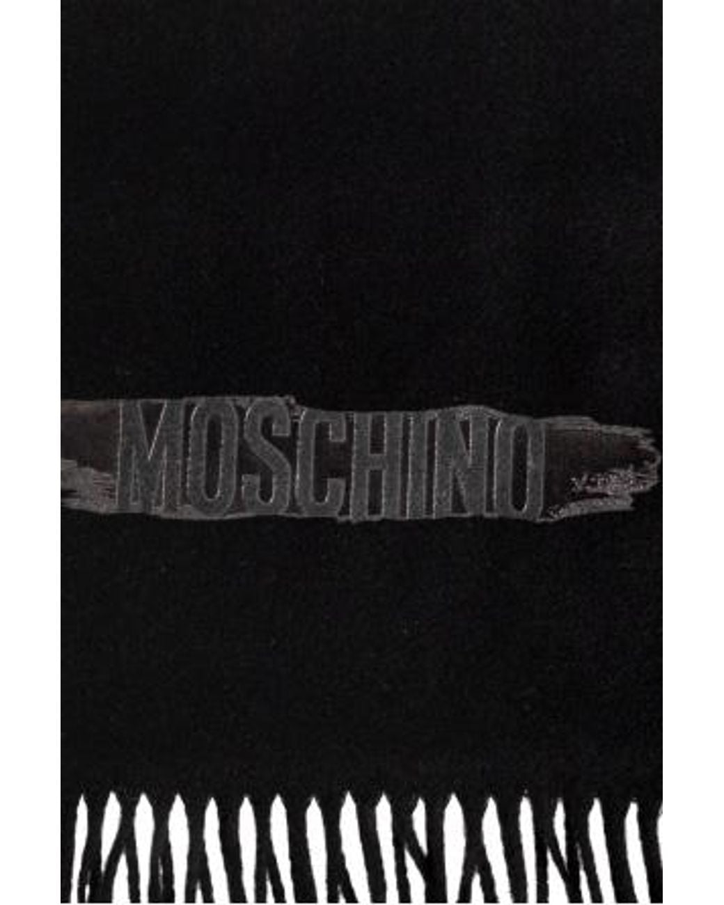 Moschino Black Logo Fringe Scarf for men