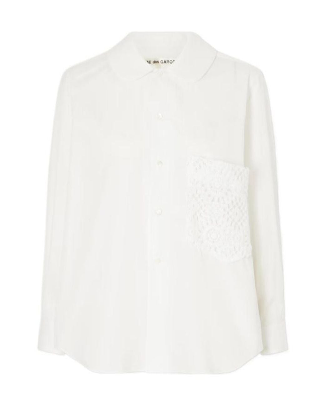 Comme des Garçons White Crochet-Trimmed Cotton-Poplin Shirt