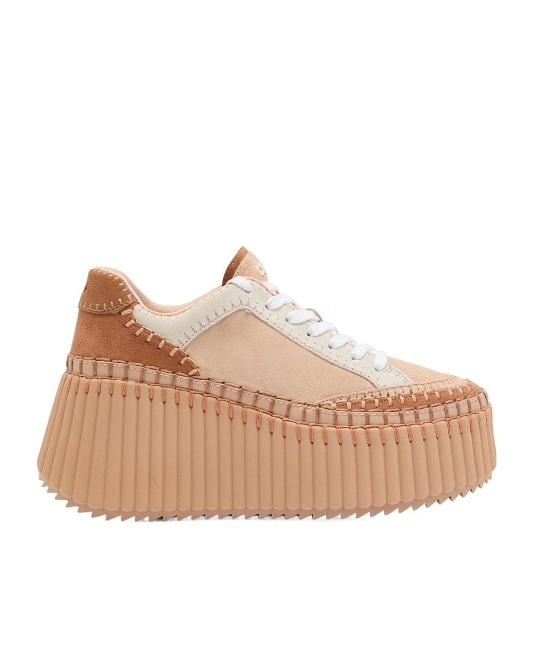 Chloé Natural Color-Blocked Thick-Soled Moccasin Platform Shoes