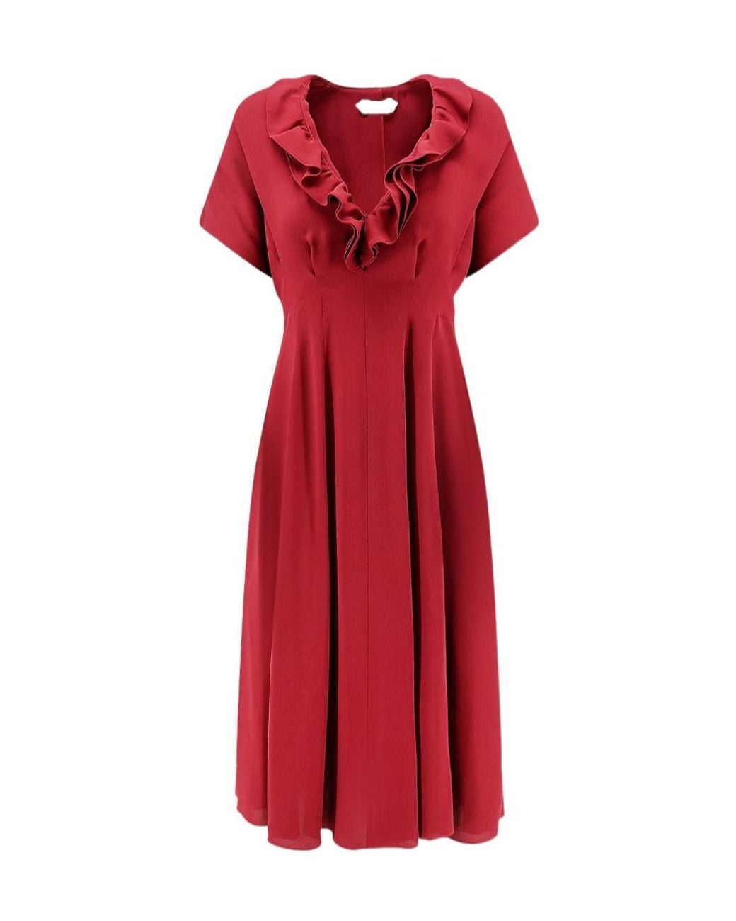 Alberta Ferretti Red V-Neck Viscose Midi Tunic