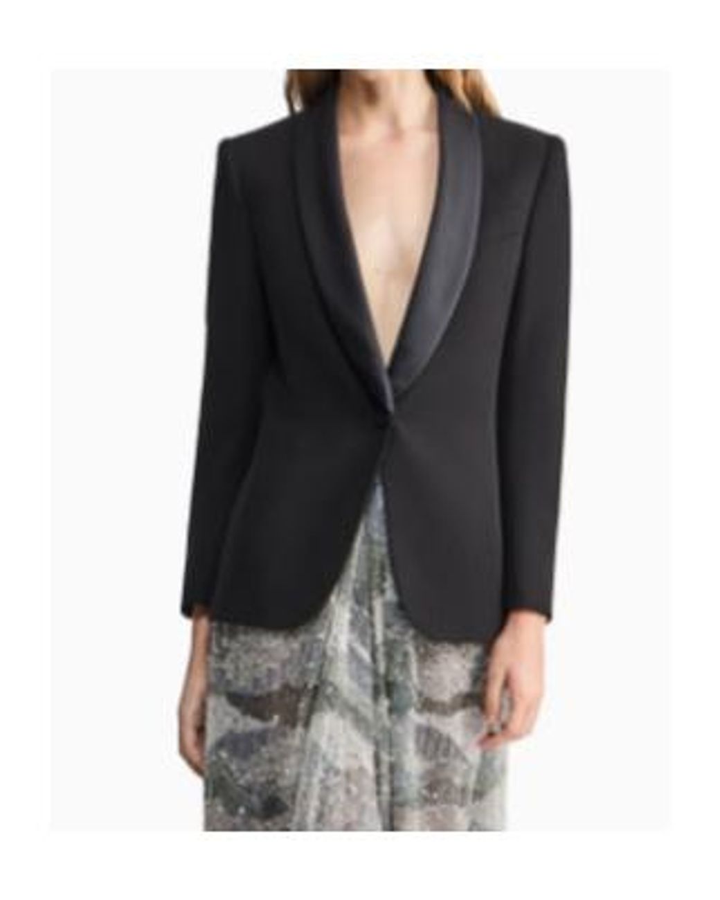 Giorgio Armani Blue Satin-Lapel Single-Breasted Jacket