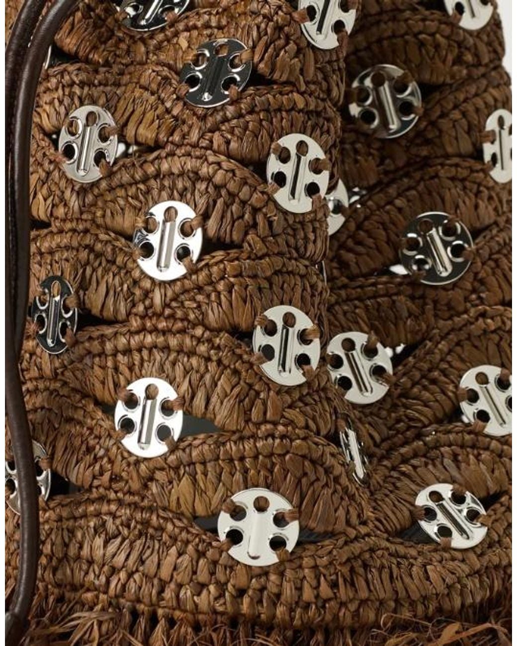 Rabanne Brown Logo-Embossed Bucket Bag