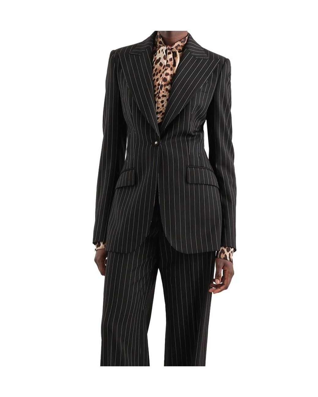 Dolce & Gabbana Black Striped Single-Breasted Jacket