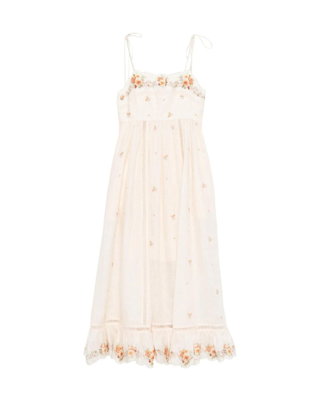 Zimmermann White Embroidered Linen Maxi Dress