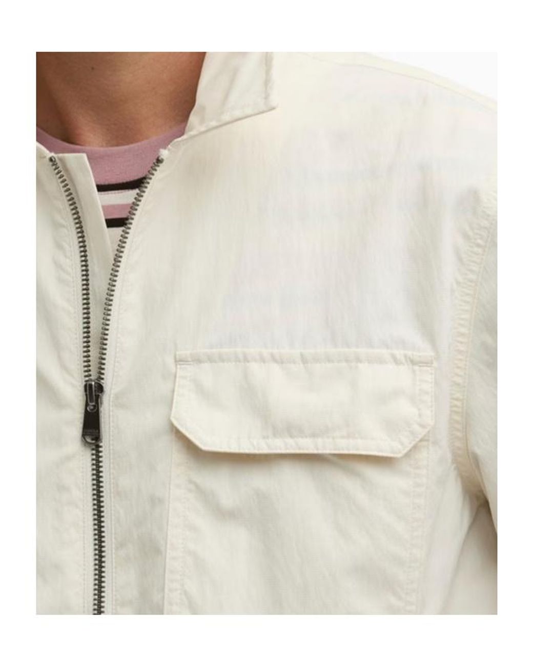 Barbour White Zippered Long-Sleeved Casual Jacket for men