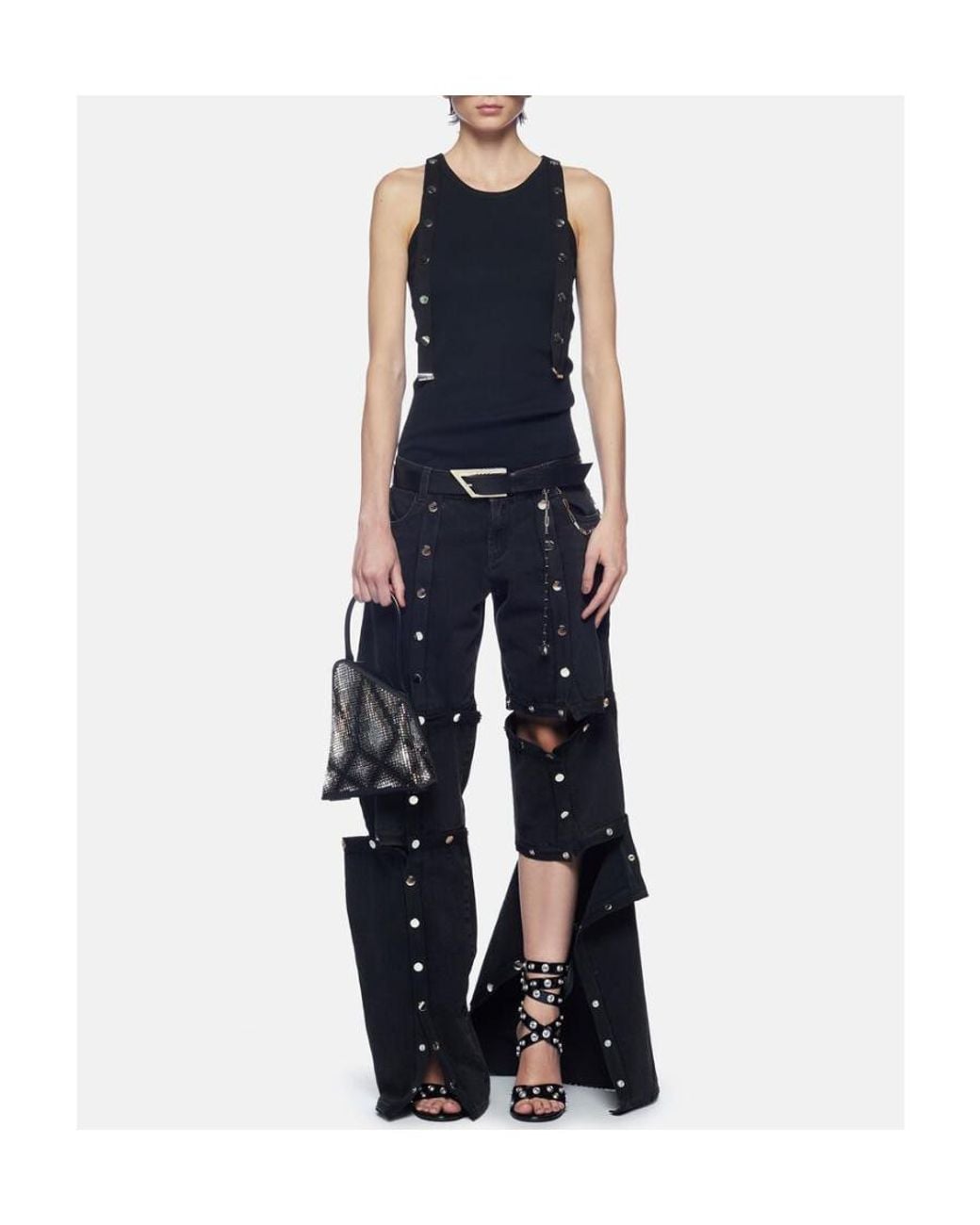 The Attico Black The Logo Patch Ribbed Tank Top