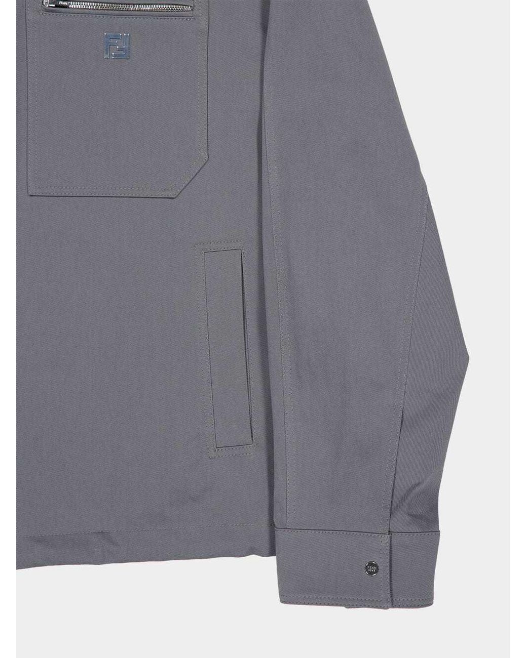 Fendi Gray Ff Logo Plaque Zip-Up Blouson for men