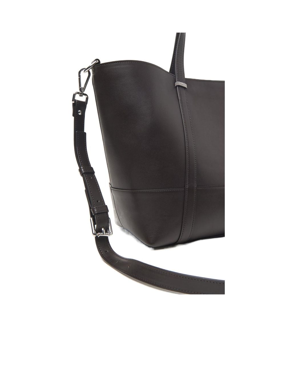 Peserico Gray Logo-Debossed Calf Leather Tote Bag