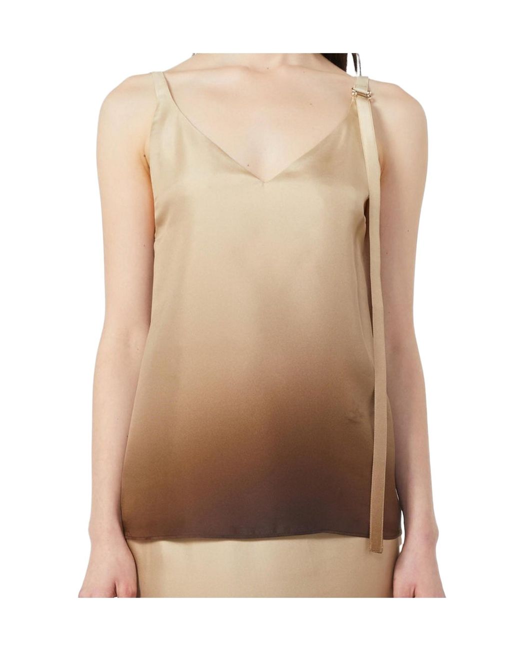 Sportmax Brown Tie-Dyed V-Neck Top