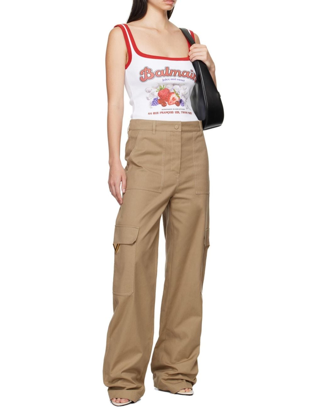 Balmain White Fruit Print Tank Top