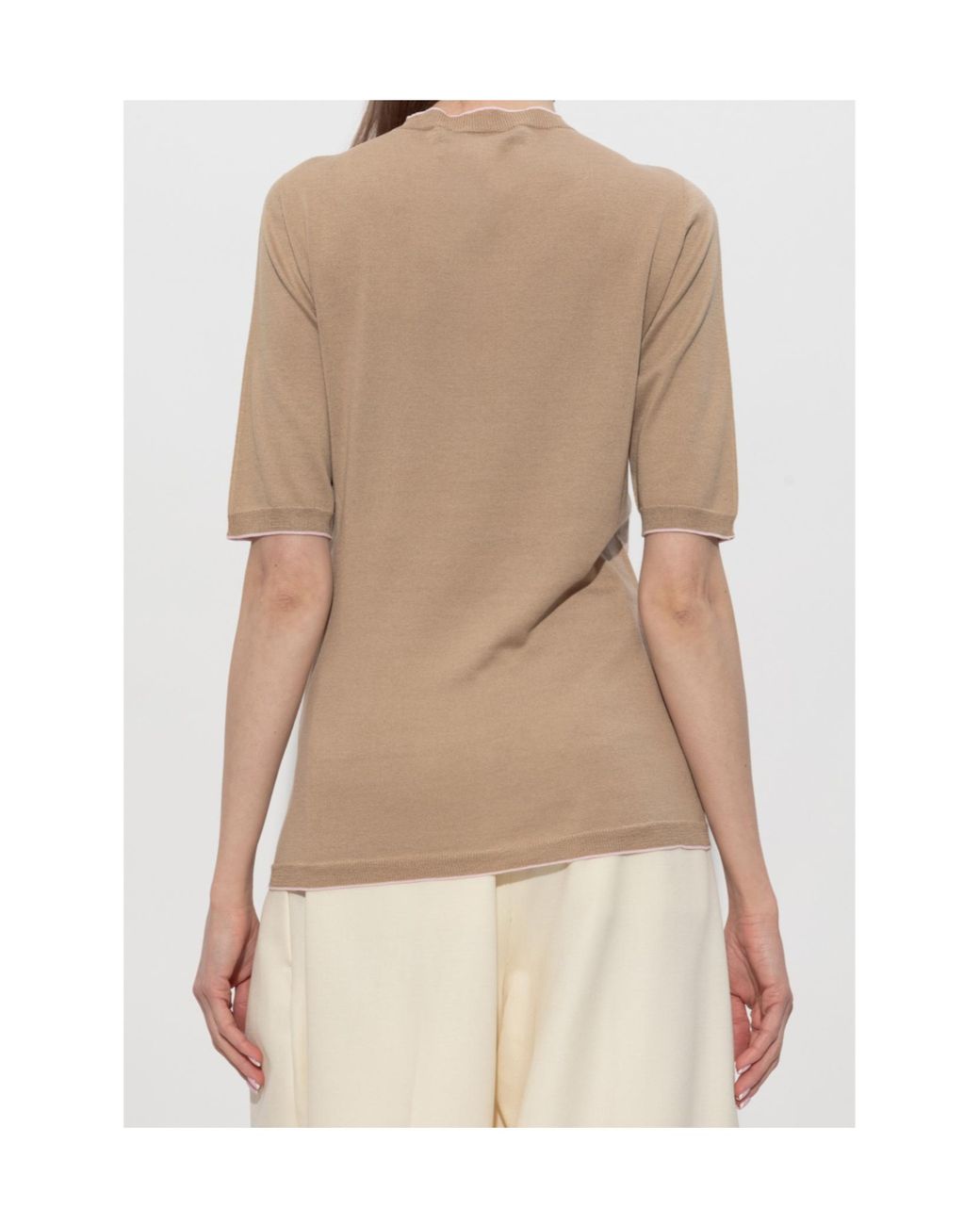 Fabiana Filippi Natural Short-Sleeve Knitted Top