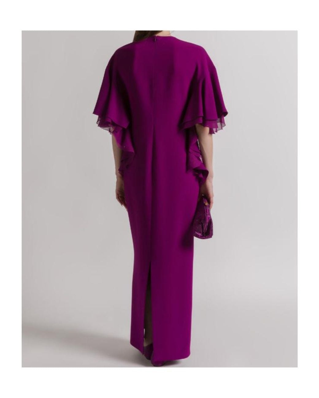Alberta Ferretti Purple Ruffled V-Neck Maxi Dress