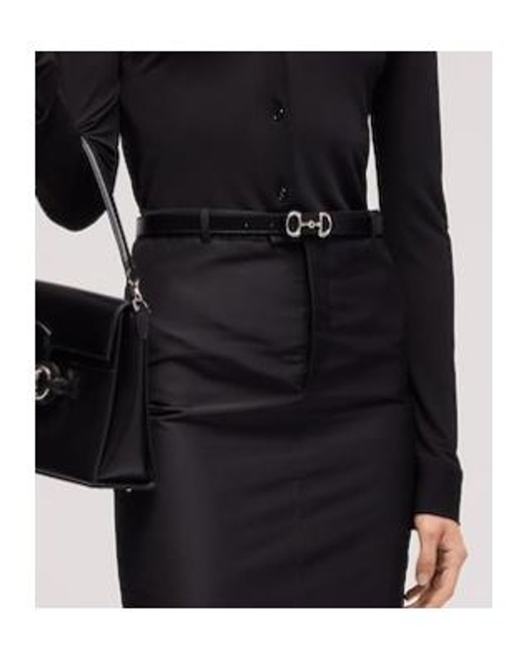 Gucci Black Thin Belt With Horsebit Buckle