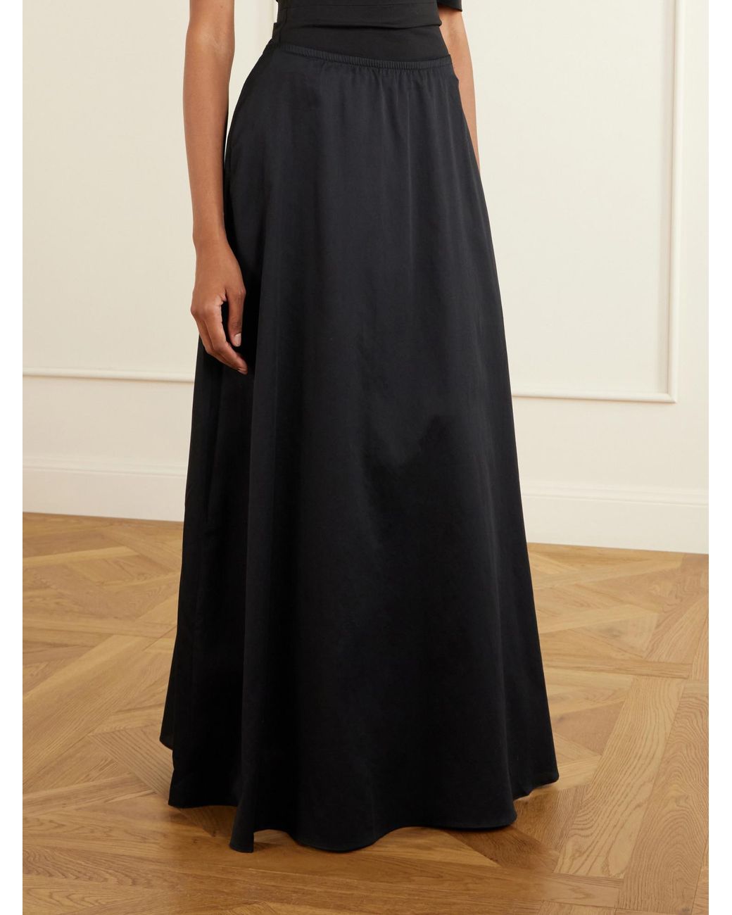 Leset Black Yoko Cotton Maxi Skirt