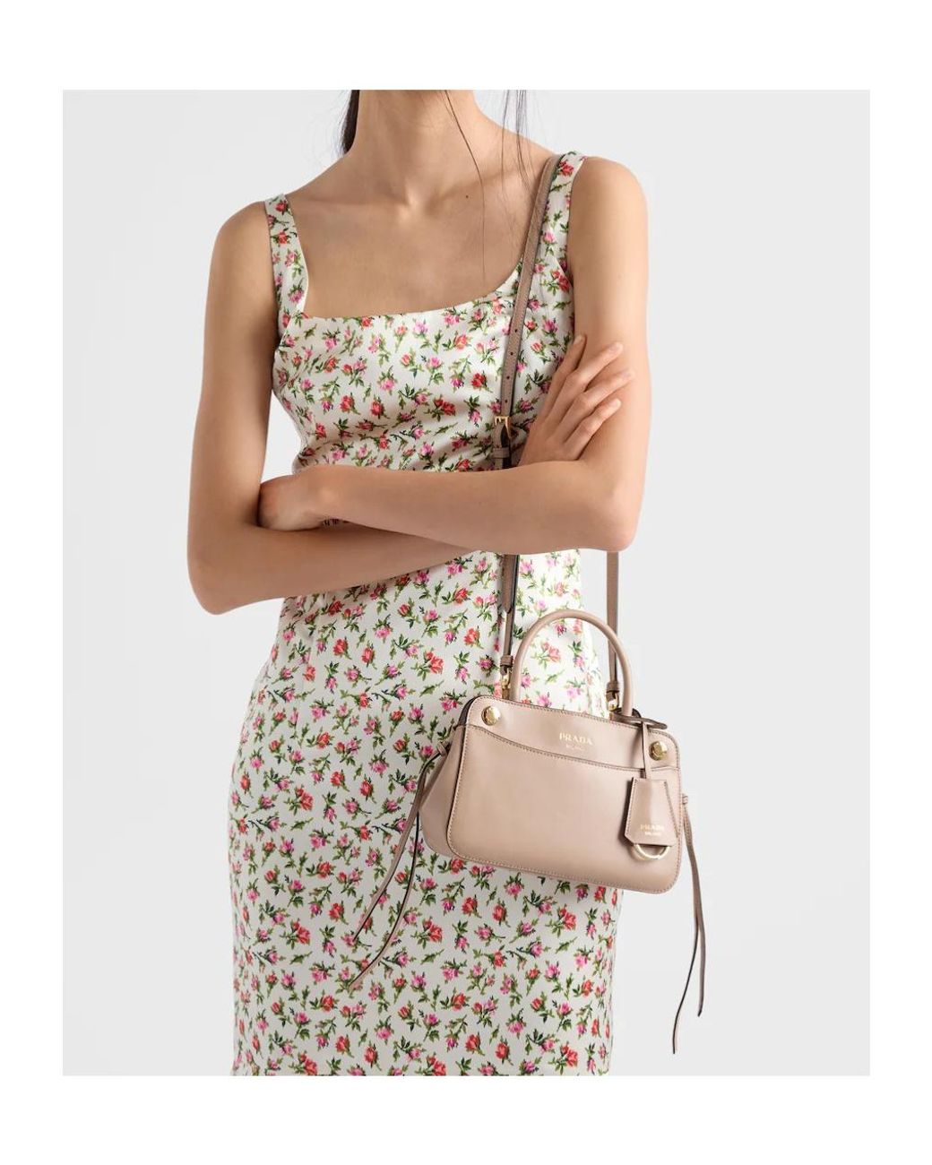Prada Natural Carry Mini Leather Handbag