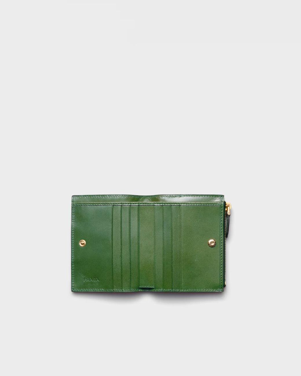 Prada Green Small Woven Madras Leather Wallet