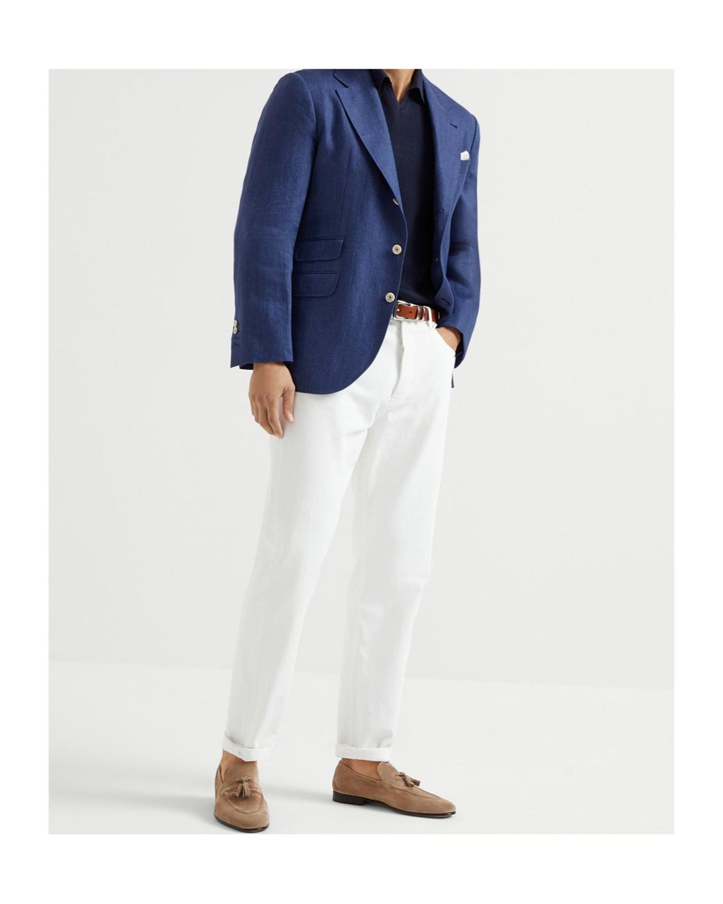 Brunello Cucinelli Blue Cavallo Blazer for men