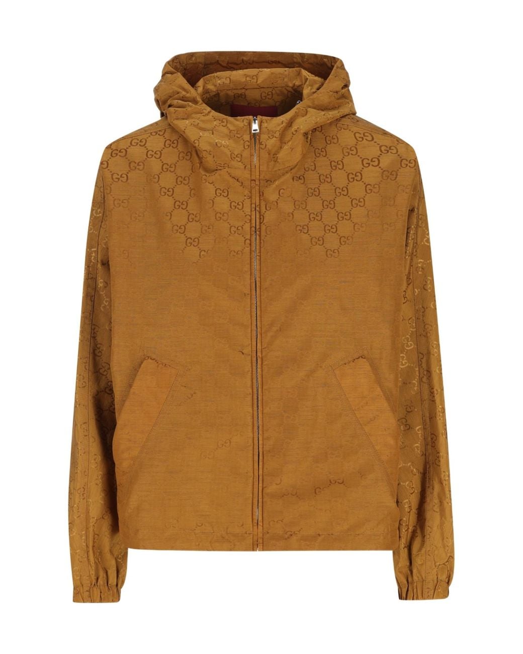 Gucci Brown Monogrammed Zip-Up Jacket