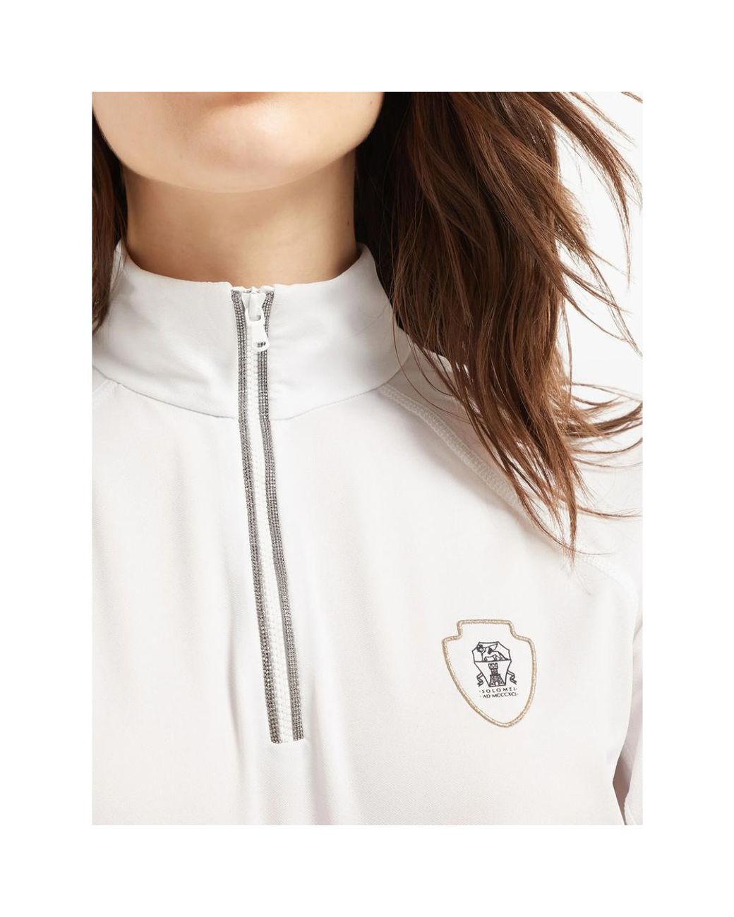 Brunello Cucinelli White Half Zip Turtleneck Sweatshirt