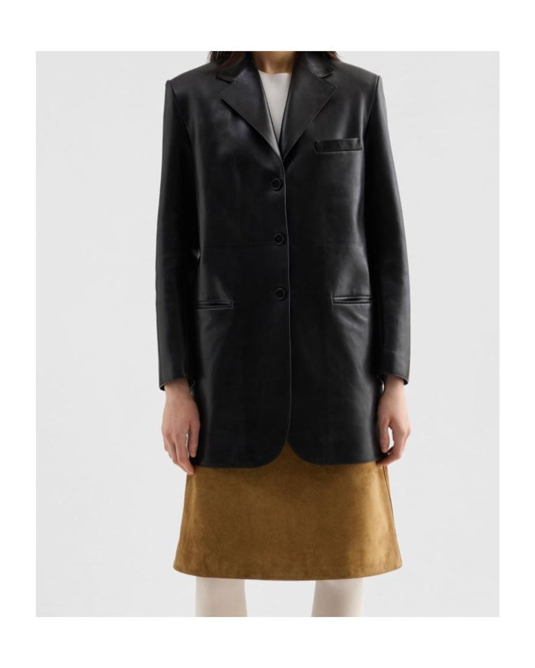 Jil Sander Black Leather Tailored Jacket