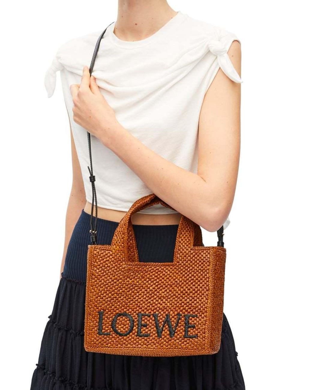 Loewe Brown Small Font Tote Hand Bag