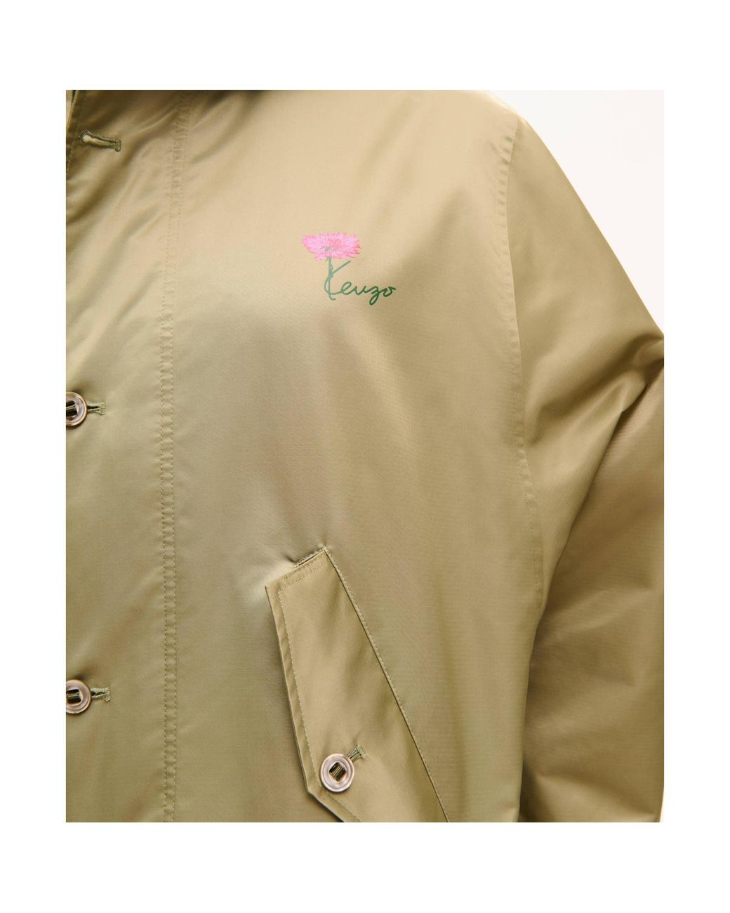 KENZO Green Floral Logo Hooded Jacket