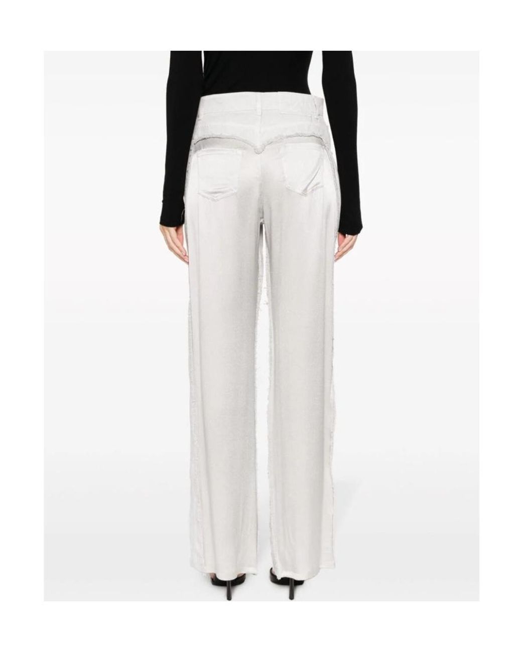 Blumarine White Frayed-Edge Jeans