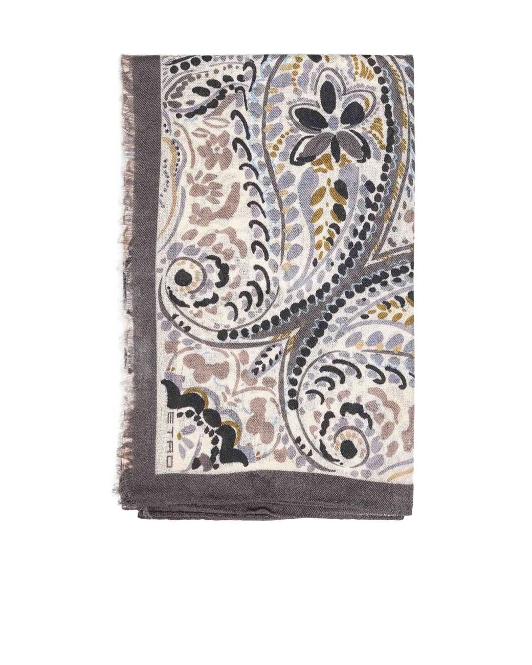 Etro White Paisley Fringed Scarf