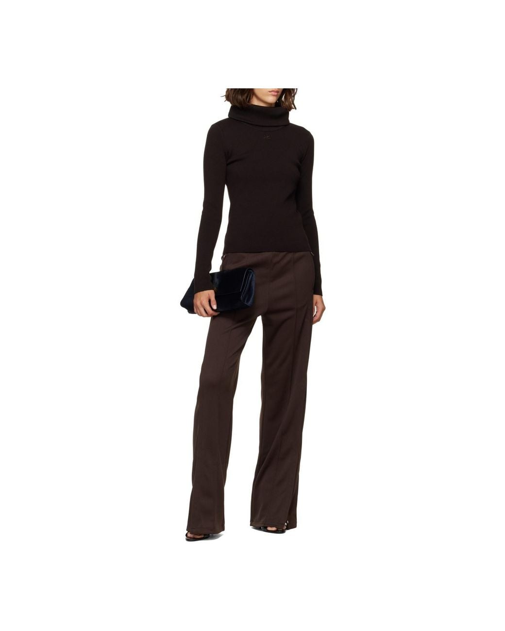 Courreges Black Logo-Embroidered Roll-Neck Sweater