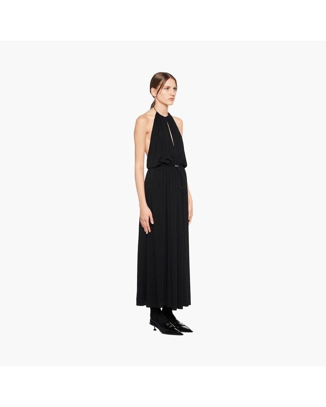 Miu Miu Black Organzine Halter Midi-Dress