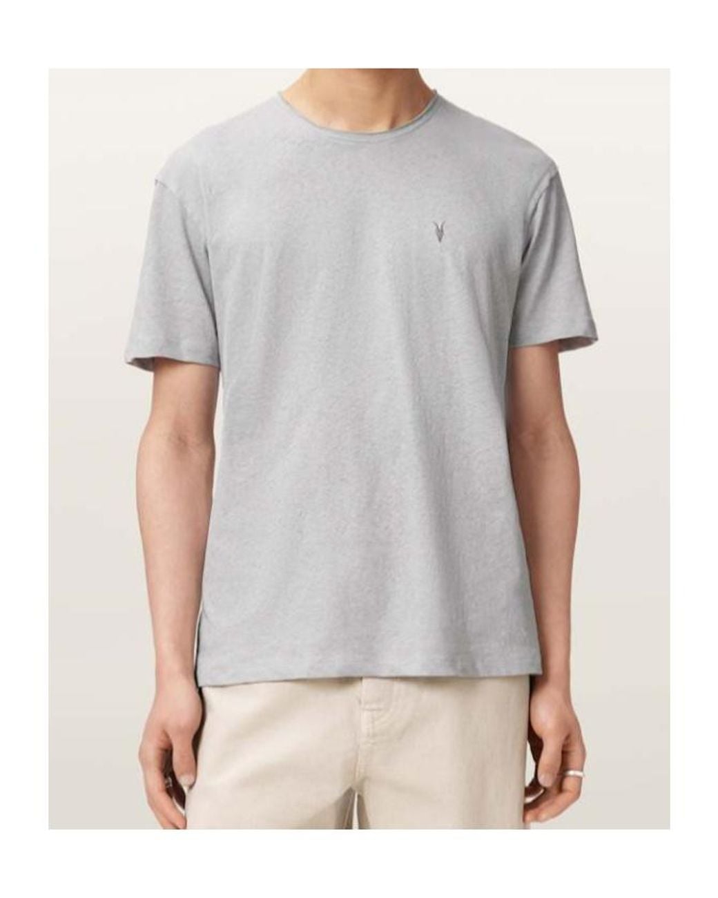 AllSaints Gray Flax Short Sleeve Ramskull T-Shirt for men