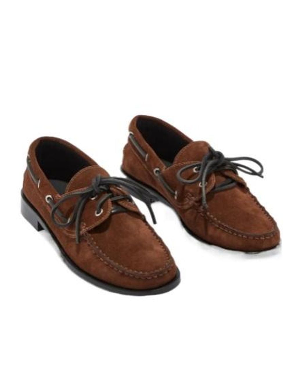 Aeyde Brown Harris Lace-Up Suede Loafers
