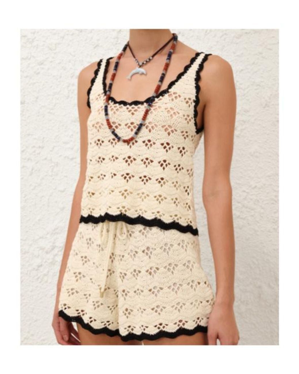 Zimmermann Natural Rhiannon Scoop Neck Crochet Tank