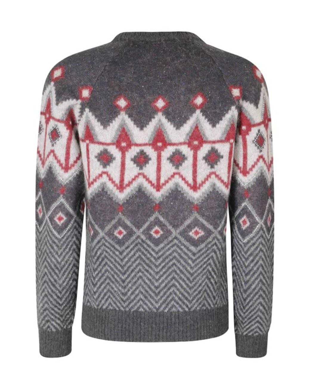 ERMANNO FIRENZE Gray Long-Sleeved Crew Neck Sweater