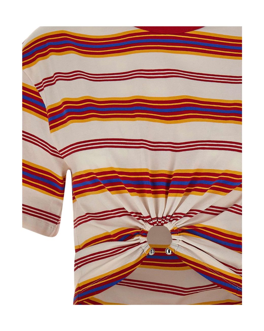 Rabanne Red Rabanne Ruched Ring Cropped T-Shirt