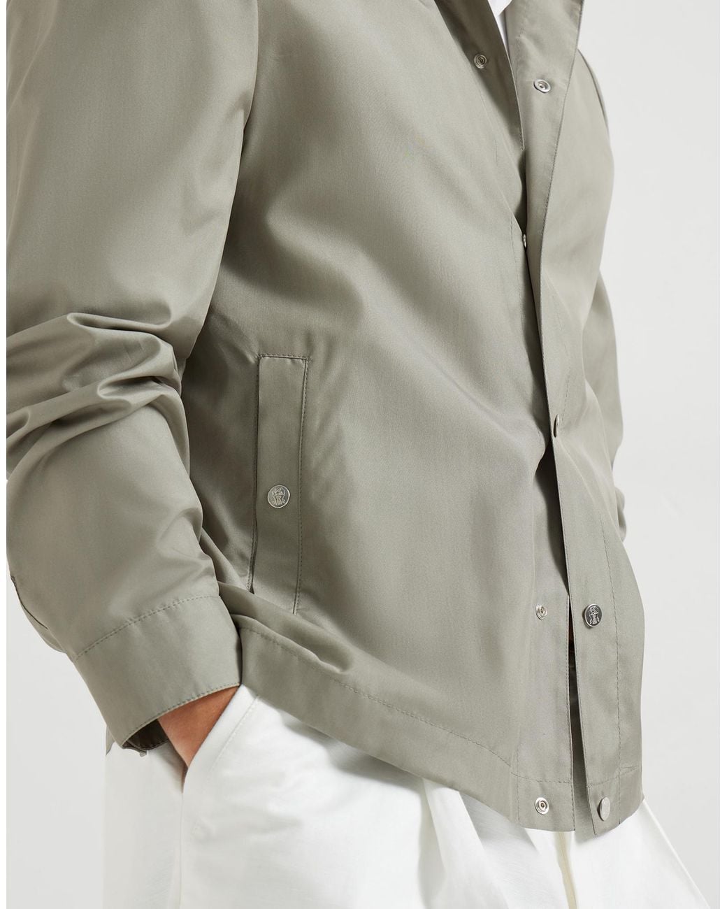Brunello Cucinelli Green Silk-Blend Water-Resistant Shirt Jacket for men