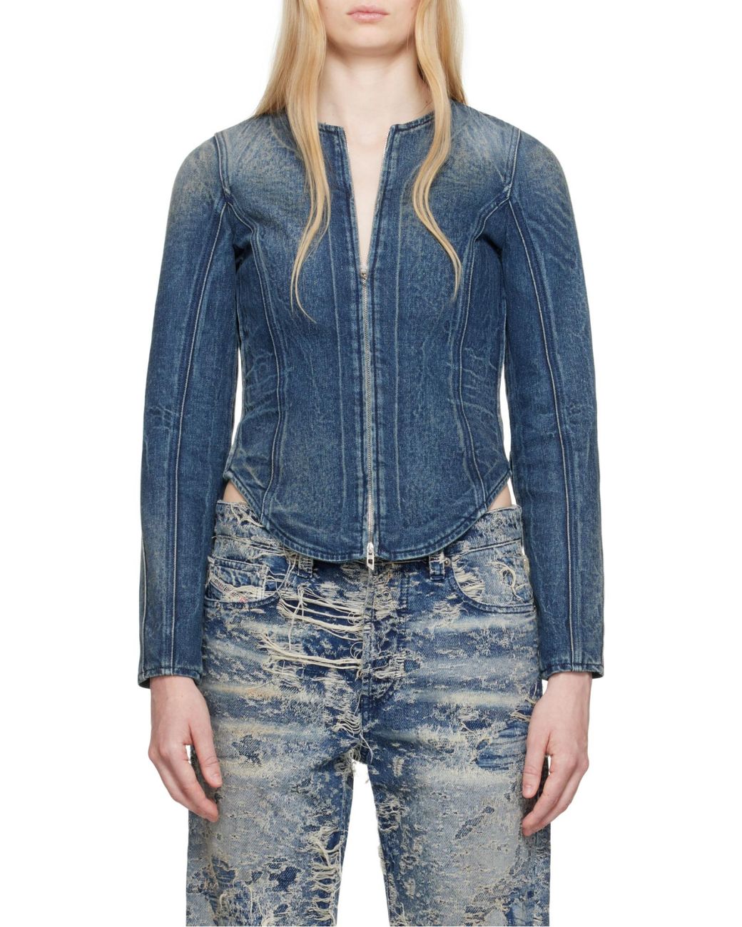 DIESEL Blue Zip-Up Denim Jacket