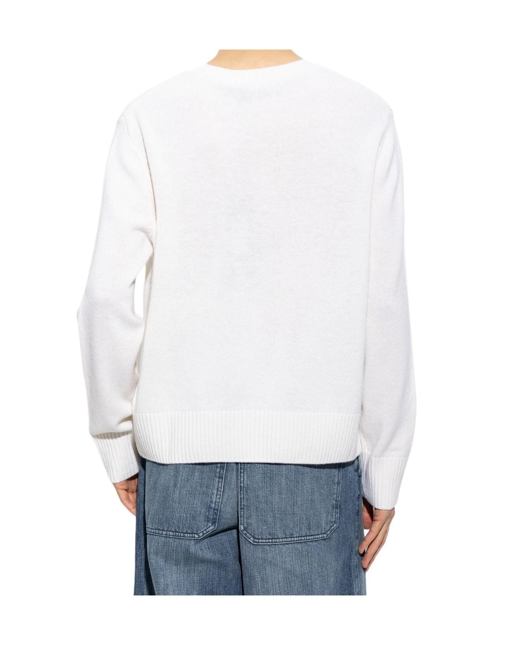 Palm Angels White Long-Sleeve Crew-Neck Sweater for men