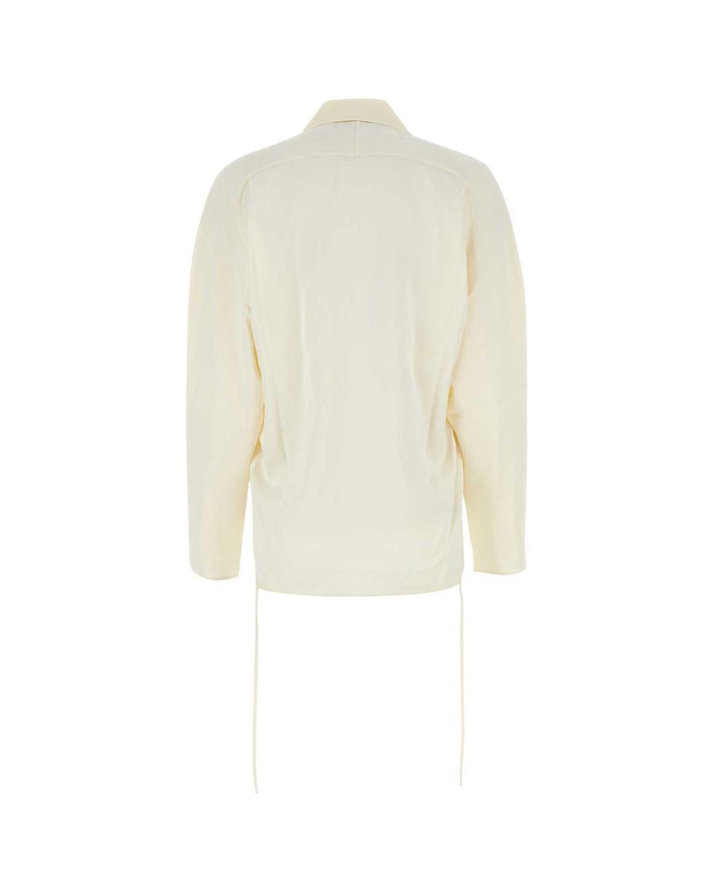 Kiko Kostadinov White Long-Sleeved V-Neck Drawstring Blouse