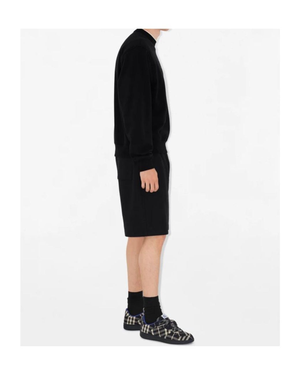 Burberry Black Flocked-Logo Cotton-Blend Shorts for men