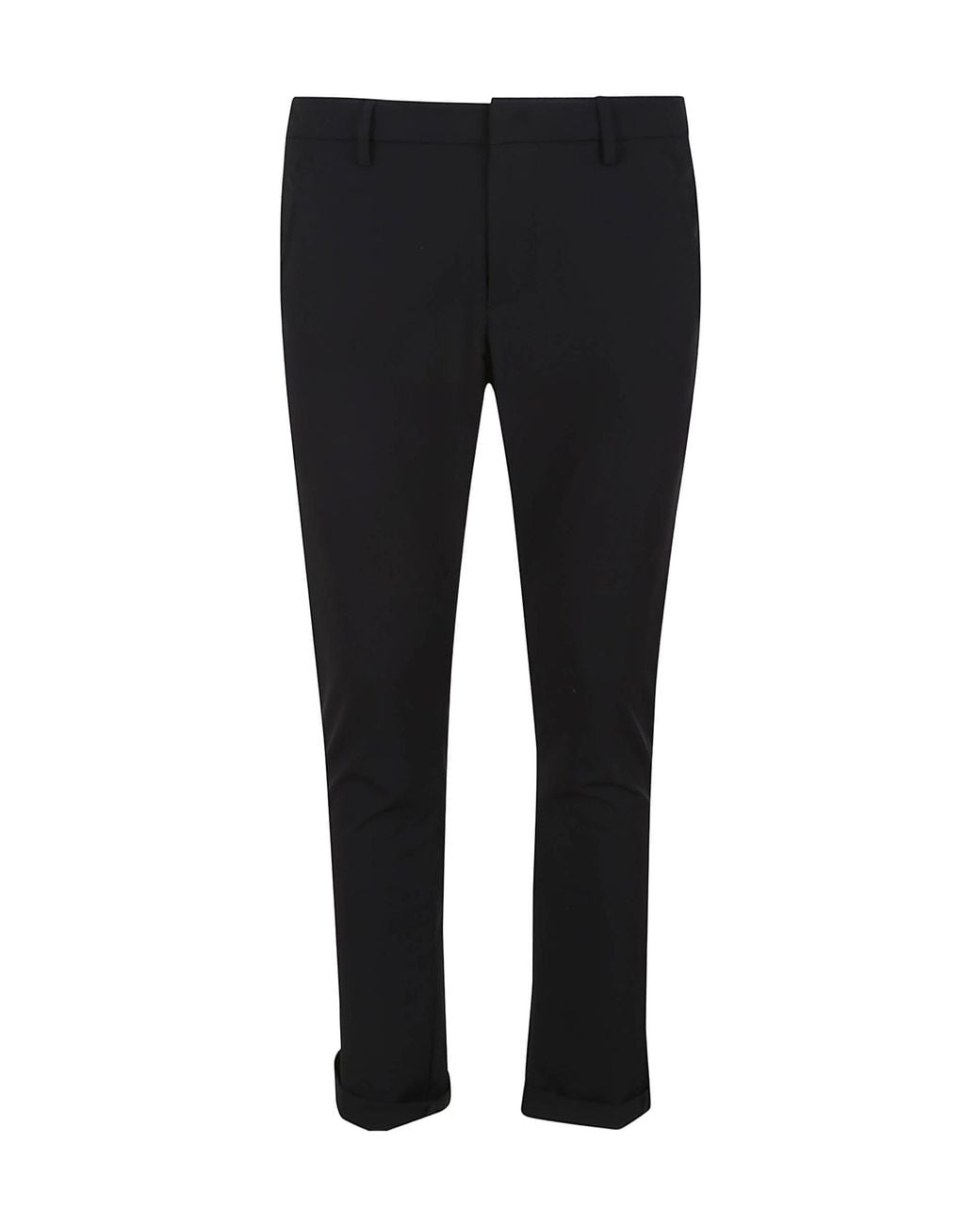 Dondup Black Slim-Cut Cotton Trousers for men