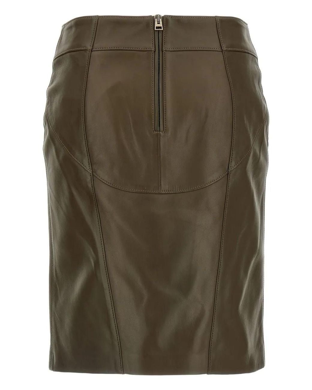 Tom Ford Green Above The Knee Leather Pencil Skirt